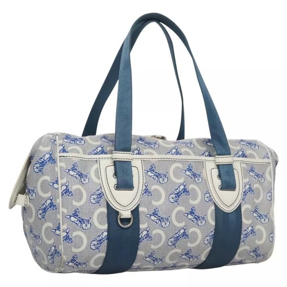 CELINE C Sulky Hand Bag PVC Leather Blue White Silver - Picture 1 of 16